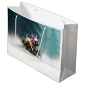 Bulldog Weihnachtsschnee im Winter Große Geschenktüte (Vorderseite Schrägansicht)