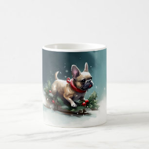 Bulldog Weihnachtsschnee im Winter Kaffeetasse