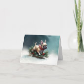 Bulldog Weihnachtsschnee im Winter Karte (Vorderseite)