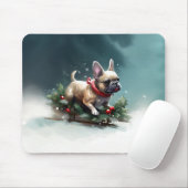 Bulldog Weihnachtsschnee im Winter Mousepad (Mit Mouse)