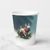 Bulldog Weihnachtsschnee im Winter Pappbecher (Rückseite)