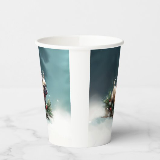 Bulldog Weihnachtsschnee im Winter Pappbecher (Links)