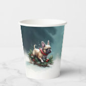 Bulldog Weihnachtsschnee im Winter Pappbecher (Vorderseite)