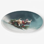 Bulldog Weihnachtsschnee im Winter Pappteller (Schrägansicht)