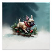 Bulldog Weihnachtsschnee im Winter Poster (Vorderseite)