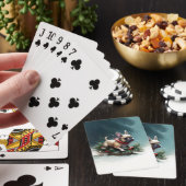 Bulldog Weihnachtsschnee im Winter Spielkarten (In Situ)