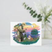 Bulldog (weiß-braun) postkarte (Stehend Vorderseite)