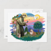 Bulldog (weiß-braun) postkarte (Vorne/Hinten)