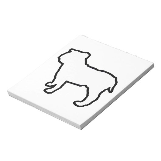Bulldog Weiße Silhouette Notizblock (Rotiert)