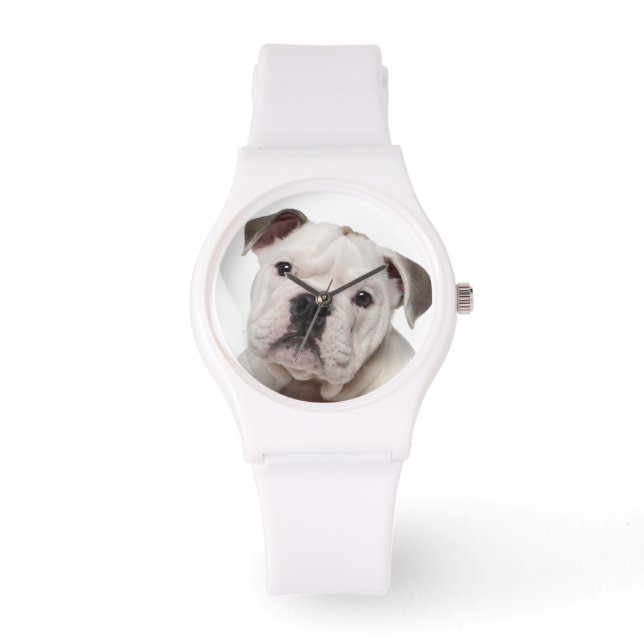 Bulldog Welpe (2 Monate alt) Armbanduhr (Vorderseite)