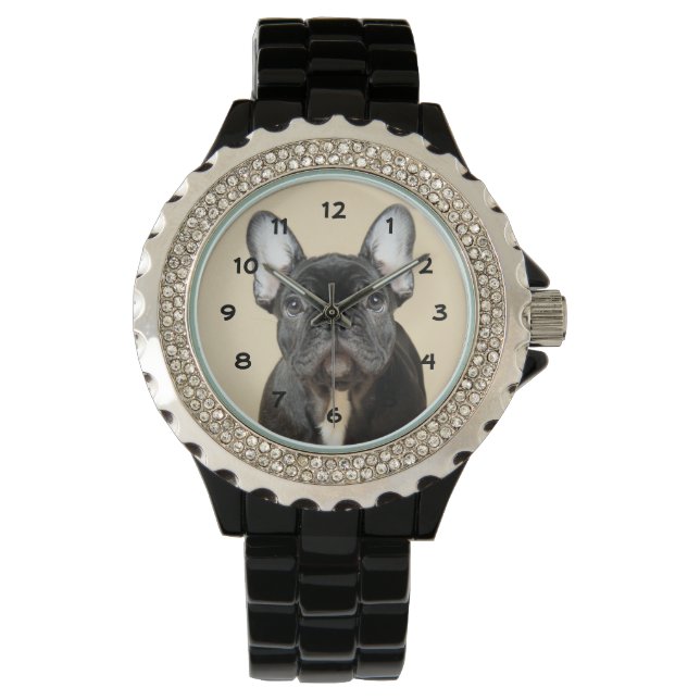 Bulldog Welpe Armbanduhr (Vorderseite)