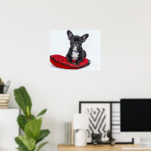 Bulldog Welpe auf Red Cushion Poster (Heimbüro)