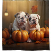 Bulldog Welpe Autumn Delight Pumpen Duschvorhang (Vorderseite)