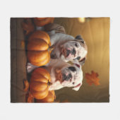 Bulldog Welpe Autumn Delight Pumpen Fleecedecke (Vorderseite (Horizontal))