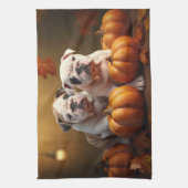 Bulldog Welpe Autumn Delight Pumpen Geschirrtuch (Vertikal)