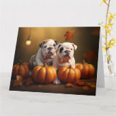Bulldog Welpe Autumn Delight Pumpen Karte (Gelbe Blume)
