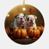 Bulldog Welpe Autumn Delight Pumpen Keramik Ornament (Hinten)