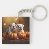 Bulldog Welpe Autumn Delight Pumpen Schlüsselanhänger (Rückseite)