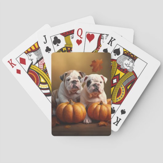 Bulldog Welpe Autumn Delight Pumpen Spielkarten (Rückseite)