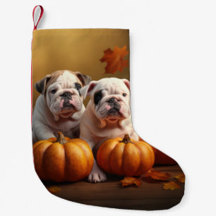 Bulldog-Welpe Herbstfreude Kürbis  Kleiner Weihnachtsstrumpf