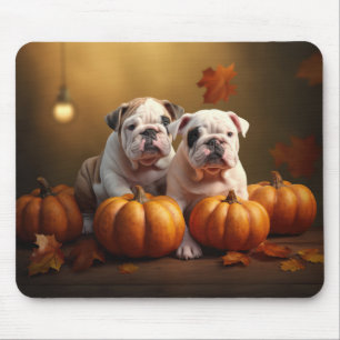 Bulldog Welpe Herbstfreude Kürbis Mousepad