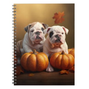 Bulldog Welpe Herbstfreude Kürbis Notizblock