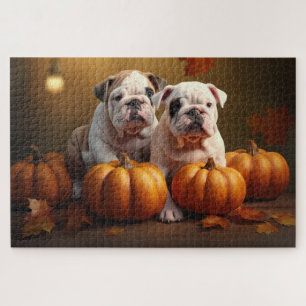 Bulldog Welpe Herbstfreude Kürbis  Puzzle