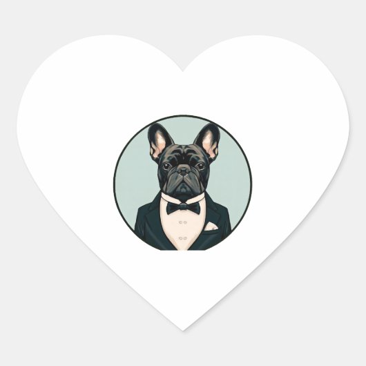 Bulldog Welpe Herz-Aufkleber (Vorderseite)