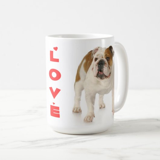 Bulldog Welpe Hund Red Liebe Kaffeetasse (VorderseiteRechts)