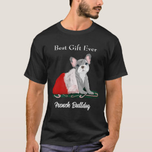 Bulldog-Welpe in Frankreich - Weihnachtsmannmütze T-Shirt