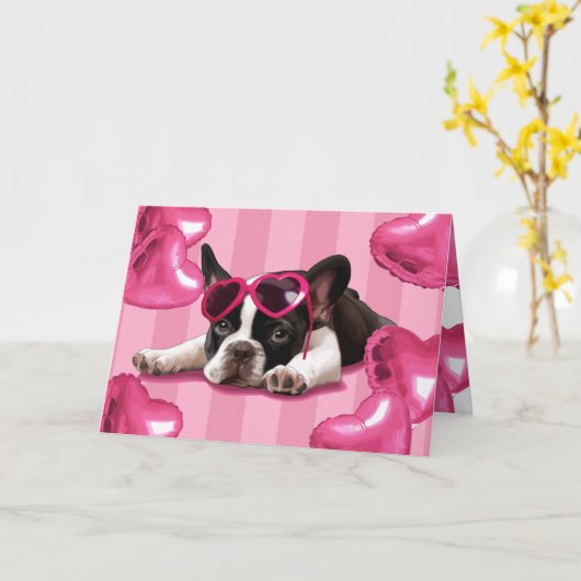 Bulldog Welpe Karte (Gelbe Blume)