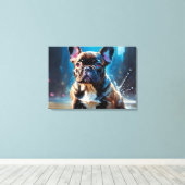 Bulldog Welpe Leinwanddruck (Insitu (Holzboden))