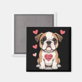 Bulldog Welpe mit Herzensbotschaft Magnet (Vorderseite/Rückseite)