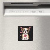 Bulldog Welpe mit Herzensbotschaft Magnet (In Situ (Geschirrspüler))