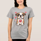Bulldog Welpe mit Herzensbotschaft Tri-Blend Shirt (Vorderseite)