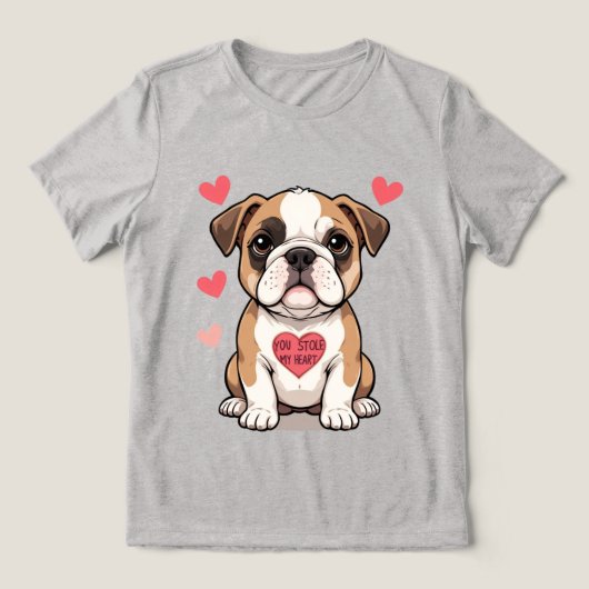 Bulldog Welpe mit Herzensbotschaft Tri-Blend Shirt (Design Vorderseite)