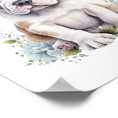 Bulldog Welpe Pet Wasserfarbe Blume Poster (Ecke)