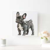 Bulldog Welpe Quadratische Wanduhr (Zuhause)