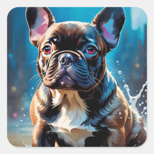 Bulldog Welpe Quadratischer Aufkleber