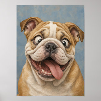 Bulldog-Welpen-Wandkunst — Lustiges malerisches Po Poster