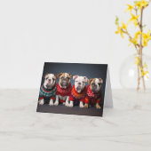 Bulldog Welpen Weihnachtskarte Karte (Gelbe Blume)