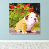 Bulldog Welpenart Leinwanddruck (Insitu (Holzboden))