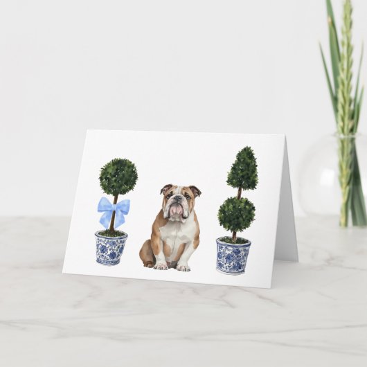 Bulldog Welpenhund Wasserfarbkarte Karte (Vorderseite)