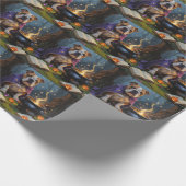 Bulldog Whimsical Halloween Malerei Geschenkpapier (Ecke)