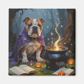 Bulldog Whimsical Halloween Malerei Magnet (Vorne)