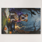 Bulldog Whimsical Halloween Malerei Puzzle (Horizontal)