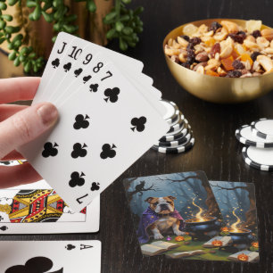 Bulldog Whimsical Halloween Malerei Spielkarten