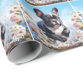 Bulldog & White French Blume Geschenkpapier (Rolleneckpunkt)