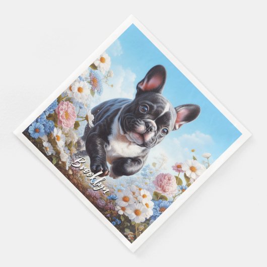 Bulldog & White French Blume Serviette (Ecke)