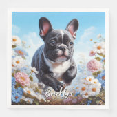 Bulldog & White French Blume Serviette (Vorderseite)